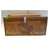 Wood Sportsmans Box, painted scene with ducks