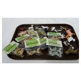 Tray lot of plastic animal toys. Some are new in