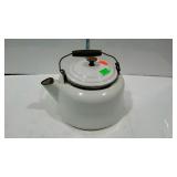 Vintage white enamel ware camp fire water kettle