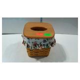 Longaberger tissue basket with liner and wooden