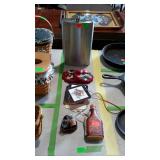 Drink lot. Extra large fkask, coasters and