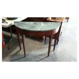 demilune marble top table wall table, green swirl
