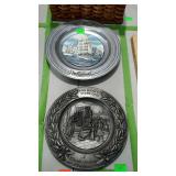 Two pewter collectors plates, A Charles Dickens