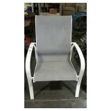 One lawn or patio chair, white aluminum framed
