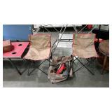Folding camping chair set, two lightweight