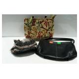 Three ladies handbags -1 Plum & Lime Asian design,