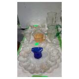 Glassware- egg dish, blown glass mug, mixing bowl,