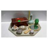 Dresser items - cedar dresser box, trinket boxes,
