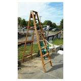 Seven foot wooden step ladder