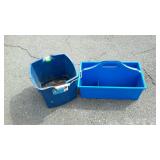 Blue poly bucket, and tote carrier