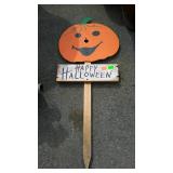Happy Halloween pumpkin ground stake sign,