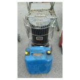 Dyna-Go kerosene heater with poly kerosene can,