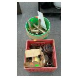 Hardware lot, plastic milk crate with sprockets