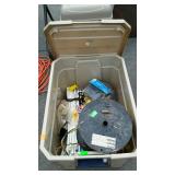 Electric fence supplies, tote with lid to store