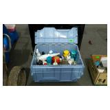 Plastic storage tote with auto and household