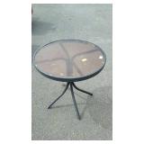20" round glass top patio stand, aluminum framed