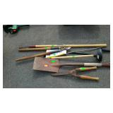 Tool lot, prunners, shovel, drain snake, etc
