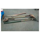 Tool lot, rake, axe, hoe