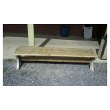 Pressure treated wooden bench with fiberglass