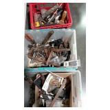 Three totes of miscellaneous small tools and