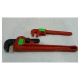 Two pipe wrenches- one Rigid 14", and one unmarked