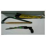 Saw group - two Stanley hand saws, bow saw, and