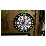 Dart board with darts and soft tip accessory kit -