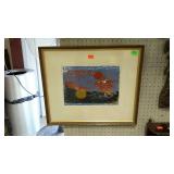 Abstract Art "Harvest Moon", pencil signed, framed