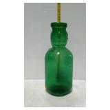 Green glass milk bottle quart size with double