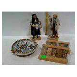 Home decor - Romanian bowl & dolls, and pair of