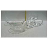 Glass - etched relish dish, Sandwich glass oval
