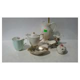 Painted china - German creamer & sugar, English