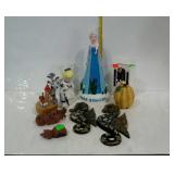 Group of misc decor nic nacs, angles, pumpkins,