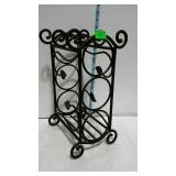Wrought iron 3 wine bottle counter top rack