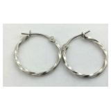 14 Kt Solid White gold Twisted Hoop Earrings