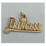 14 Kt Solid yellow gold "Princess" Charm