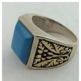 .925 Sterling Turquoise Ring Size 8.25 New