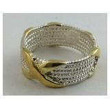 .925 Sterling with Gold Accent Eternity Band Size