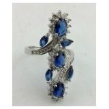.925 Sterling London Blue Topaz Ring Size 6.5 New