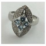 .925 Sterling Light blue Topaz Ring Size 6.25 New