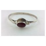 .925 Mexico Sterling Ruby Cabochon Bracelet Heavy