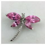 .925 Sterling 1"L X 1.25"W Pink & White Topaz
