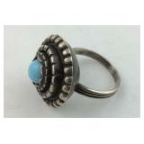 .835 Stamped Heavy silver Turquoise Ring Size