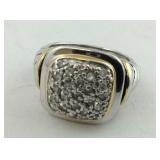 .925 Sterling Pave CZ Modern Looking Ring Size 6