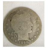 1898 Barber Quarter Dollar