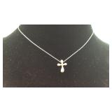 .925 Sterling 16" chain with small cross crucifix