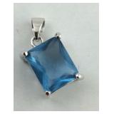 .925 Sterling blue Topaz Pendant