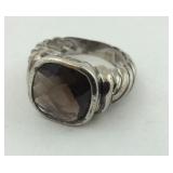 .925 Sterling Smokey Quartz Checkerboard Cut Size