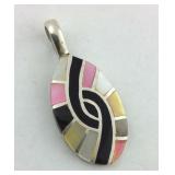 .925 Sterling Multi Colored Inlaid Pendant 1