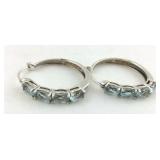 .925 Sterling 1"X1" Round Light Blue Topaz